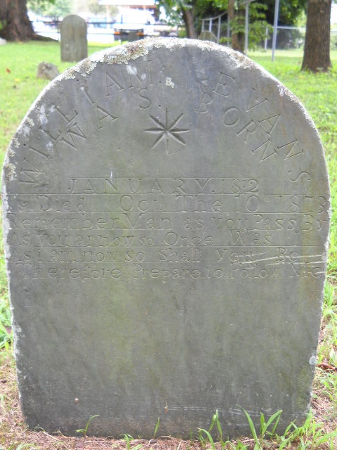 This is difficult to read but it says: "Remember Man as You Pass By, As you ar (sic) now, So Once Was i, As I am Now so Shall You Be, Therefore Prepare to Follow Me."