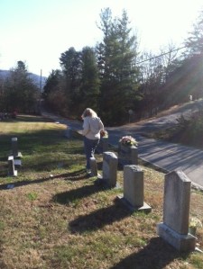 Megan hunts for a grave.