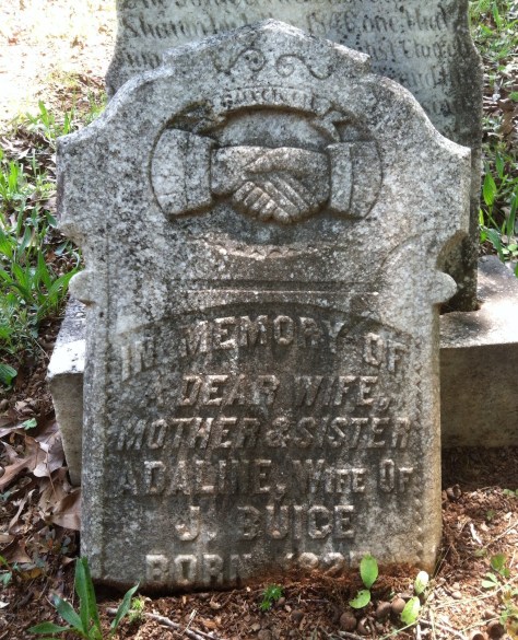This is Adeline's original tombstone, broken into two pieces.
