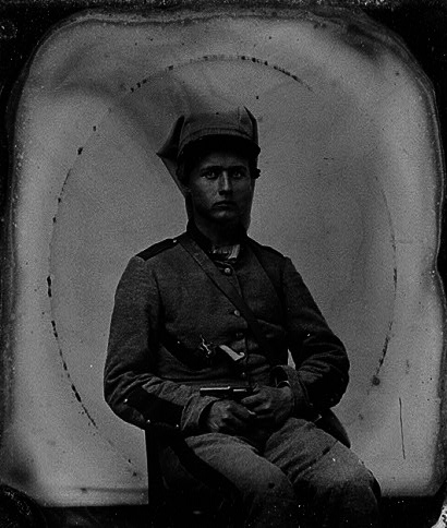 Tintype of the Rev. Elijah Henry Clarke in his Confederate uniform. He was the firstborn son of Rev. William Henry Clarke and his first wife, Melinda. 