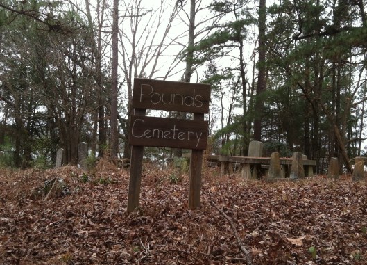 It's hard to believe anyone would know that Pounds Cemetery is located in an industrial park but someone is taking care of it.
