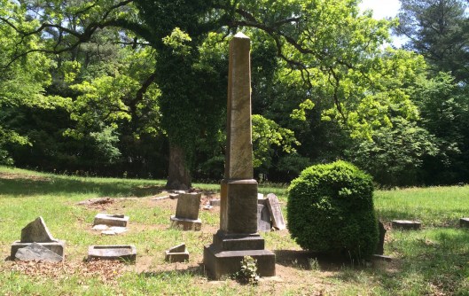 The older section of the cemetery has a number of damaged markers. Repairing them would take much time and expense.