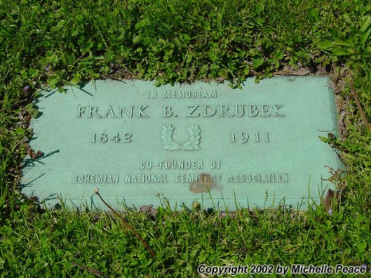 Frank Zrubek was one of the founders of Bohemian National Cemetery and is buried there. Photo by Michelle Peace.