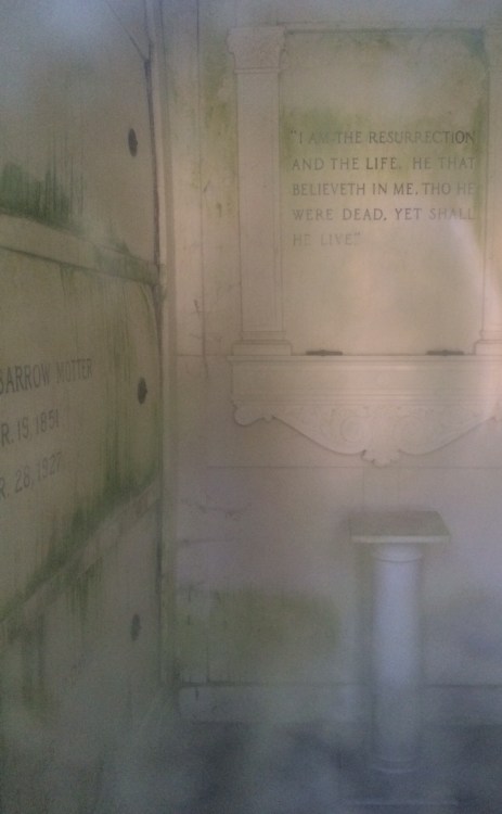 This was the best picture I could get of the interior of the Motter Mausoleum.