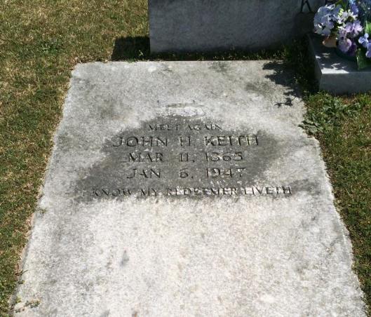 John Keith, buried beside his wife Sarah, died some years after he lost his arm.