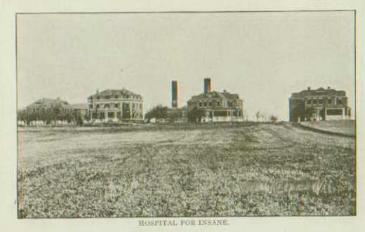 Photo courtesy of Photo of four buildings for the Norfolk State Hospital for the Insane. Photo source: Elkhorn Valley Museum and Research Center, Norfolk, Nebraska.