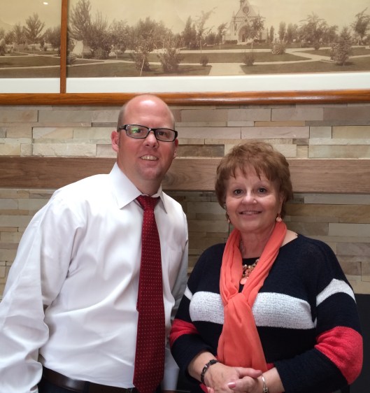Fairmount's Director of Business and Manager of First Impressions Diane Kandt were a pleasure to meet and talk to. Above them is an old panoramic photo of the cemetery with the Ivy Chapel featured. 