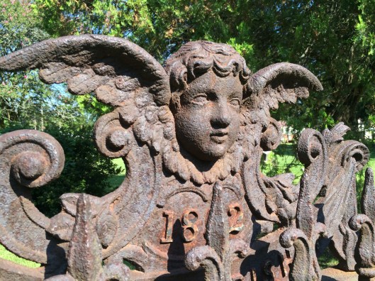 This incredible cherub, complete with intact wings, is simply stunning. Made in 1852, I'm amazed that it's still in fairly good condition.